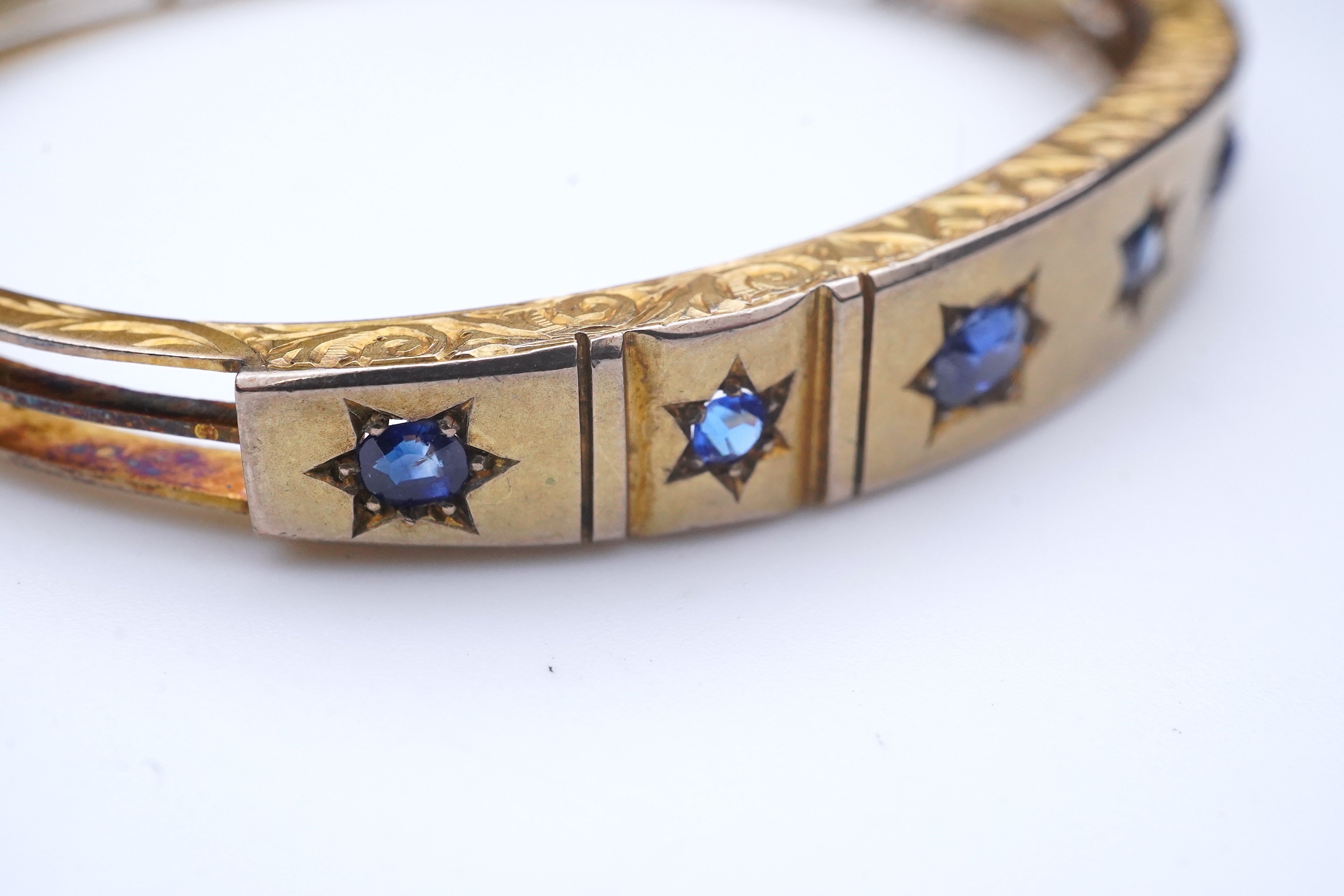 A Victorian sapphire bangle, late 19th century